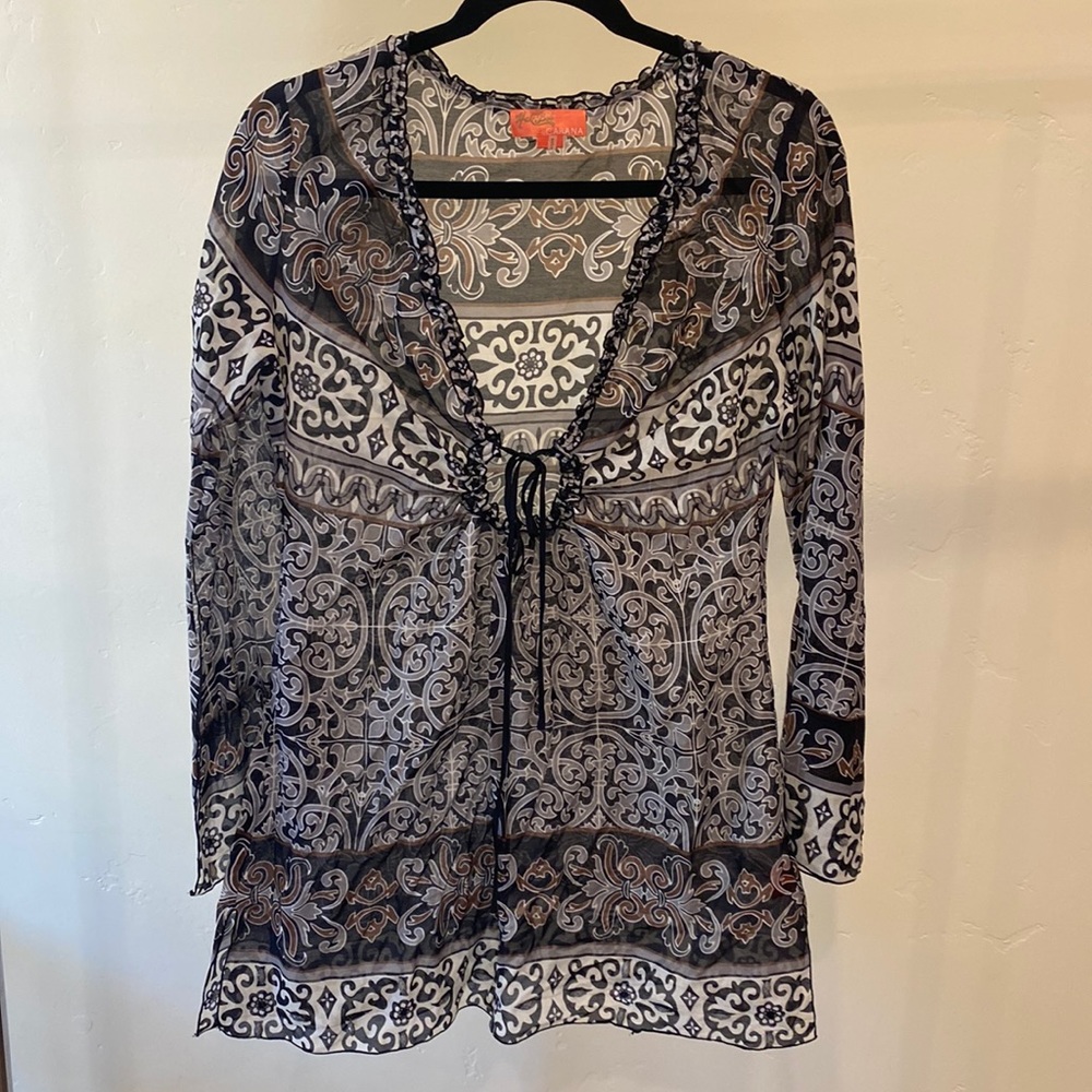 Halebob Cabana lightweight swim cover up, size S. Ruffle detail.